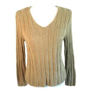 Talbots Petites Women's Tan Long Sleeve Warm Knit Sweater Size Medium